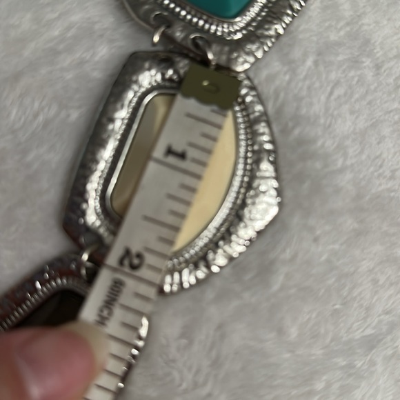 NWT Bansri Turquoise Chunky Statement Necklace in Silver tone NEW - Picture 13 of 14